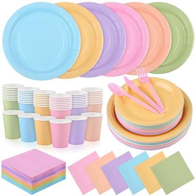 Paper Party Plates Napkins Set Ultra-Thick 400GSM, Disposable Plates