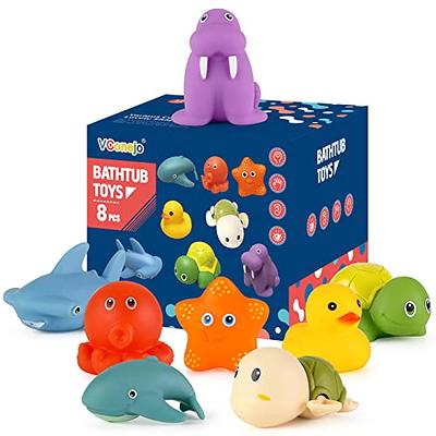 FSFHSJ Silicone Bath Toys, Squeeze Water Bathtub Toys , Eco-Friendly Mold  Free Bath Toys, BathToys for Toddlers,Pool Toys for Toddlers 1-3,Bathtub