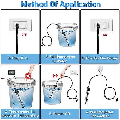 Immersion Water Heater, 2000W Portable Electric Instant Bucket Heater with  Digital LCD Thermometer, Stainless Steel Guard Anti-scalding Submersible Water  Heater for Bathtub Hot Tub Pool, UL Listed 