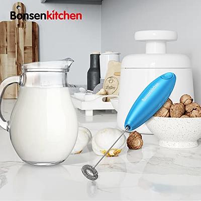  Bonsenkitchen Electric Milk Frother Handheld, Portable Whisk  Milk Foam Maker with Stainless Steel Stand, Drink Mixer for Coffee, Matcha,  Electric Stirrer Coffee Mixer, Battery Operated(Not Included): Home &  Kitchen