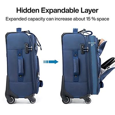 Hanke 20 Inch Softside Expandable Carry on Luggage with Spinner Wheels,  Lightweight upright Suitcase with TSA Lock,Rolling Travel Luggage for Woman