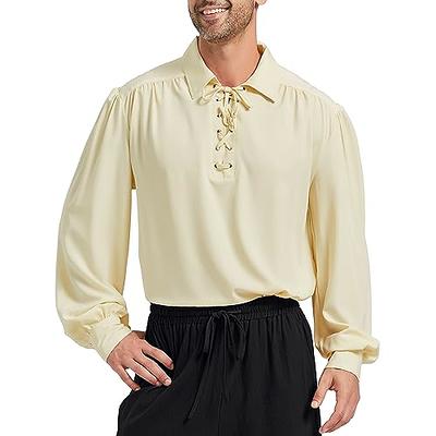 Zando Mens Pirate Shirt Renaissance Faire Costume Men Long Sleeve Medieval Renaissance  Shirt Men Vampire Victorian Steampunk Poet Viking Pirate Costume Cosplay  Halloween Top Beige Pirate Shirt Large - Yahoo Shopping