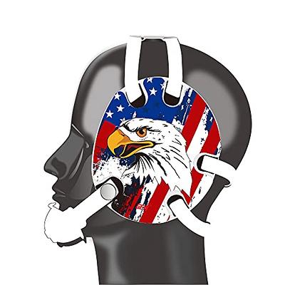 Wrestling headgear with IOWA USA wrestling stickers 