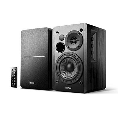 Edifier R1280DB Powered Bluetooth Bookshelf Speakers - Optical Input -  Wireless Studio Monitors - 4 Inch Near Field Speaker - 42w RMS - Wood Grain  (Black) 