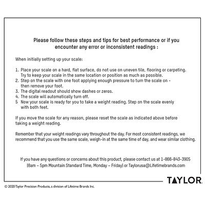 Taylor Digital Body Weight Scale Battey Powered Black/Grey, 400lb