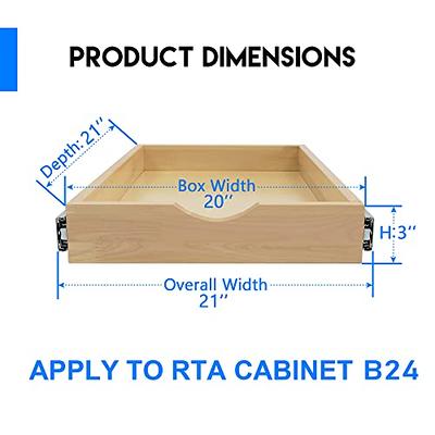  20'' Width Drawer Organizer Roll Wood Tray Kitchen