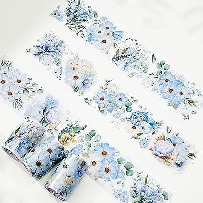 Whaline 12 Rolls Blue Floral Washi Tape Chinoiserie Flower Washi Tape  Vintage Masking Decorative Gift Wrapping Paper Tape for DIY Craft Scrapbook