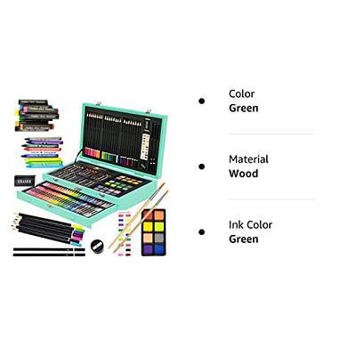 Deluxe Art Set, Wooden Box & Drawing Kit with Crayons, Oil Pastels, Colored  Pencils, Watercolor Cakes, Sketch Pencils, Paint Brush, Sharpener, Eraser,  Color Chart (Cherry)