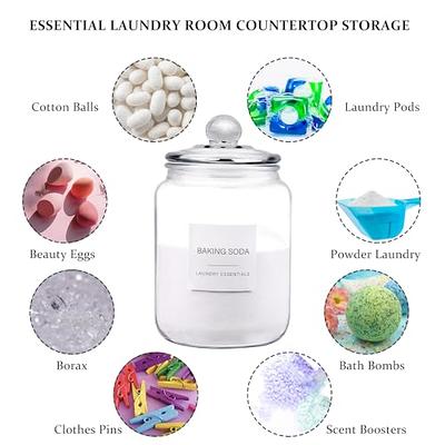 Glass Canisters with Airtight Lids, Half Gallon Glass Jars for Laundry Room  Organization, Clear Laundry Pods Container Laundry Jars for Detergent