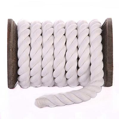 Ravenox 100% Cotton Twisted Rope | (White)(1/4 in x 10 ft) |USA Made Natural Cor