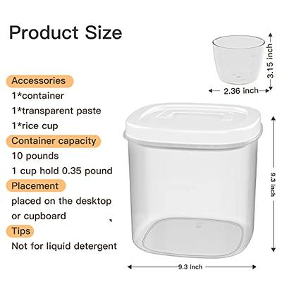 Qiveno Airtight Rice Storage Bin Flour Storage Container 10 Lbs/5.81Qt,  Clear Food Container with Measuring Cup Airtight Lid for Kitchen Pantry