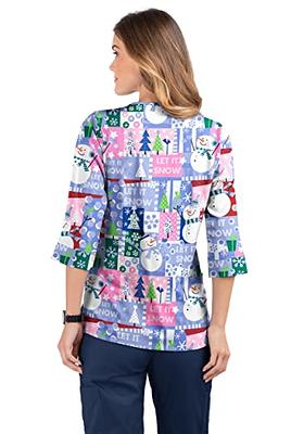 Strictly Scrubs Stretch Women's Joyful Snoman Holiday Print Scrub Top –  Round Neck 3/4 Sleeve Medical Scrub Top (Small) - Yahoo Shopping