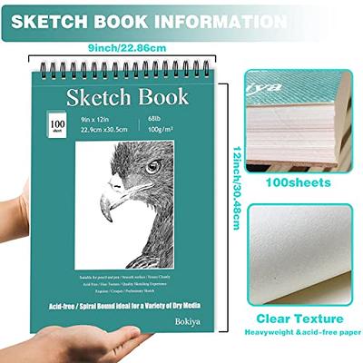 100 Sheets 9 x 12 inch Smooth Sketchpad for Drawing Pencils Pens Markers Sketching Coloring Sketch Pad Spiral Bound Sketchbook