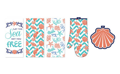 Enclave Collection 3-Piece Kitchen Towel, Oven Mitt, and Pot