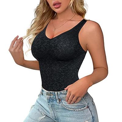 LEINIDINA Lace Shapewear Tank Tops for Women Built in Bra V Neck Tummy  Control Camisoles Compression Tops Cami Shaper - Yahoo Shopping