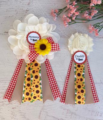 Red & White Flower ribbon Pin