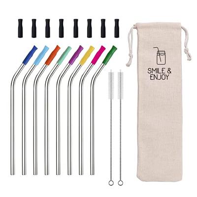 American Metalcraft STWS8 8 Silver Stainless Steel Reusable Bent Straw -  12/Pack