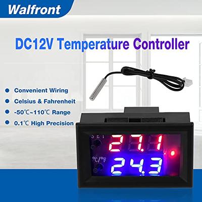 DC 12V Digital Display Adjustable Microcomputer Electronic Thermostat  Intelligent Temperature Controller Switch with NTC Waterproof Sensor Probe  - Yahoo Shopping