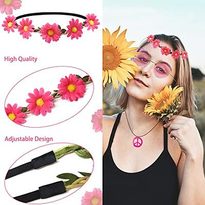 Hippie Costume Set Includes Peace Sign Necklace & Earring, Flower Crown  Headband and Sunglasses 60s 70s Party Accessories (Sweet Girl) - Yahoo  Shopping