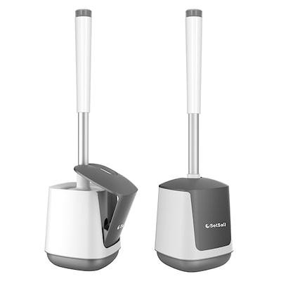 uptronic Toilet Brush and Holder 2 Pack, Toilet Brush with Ventilated  Holder, Toilet Bowl Brush with Long and Large Handle for