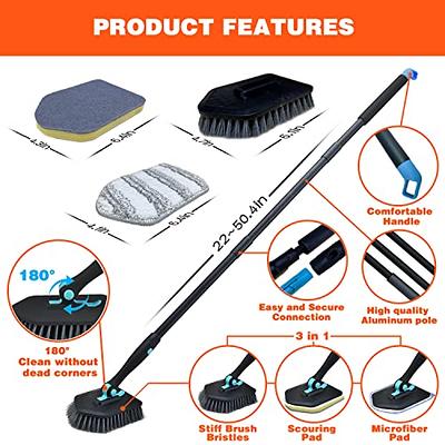 Qaestfy Shower Bathtub Tub and Tile Scrubber Brush with 51\ Adjustable Long Handle Cleaning Brushes Lock in Place Scrub Brush Head for Bathroom Wall