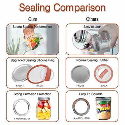 Stainless Steel Storage Lids Caps with Silicone Seals for Mason Jars (5 Pack, Regular Mouth)