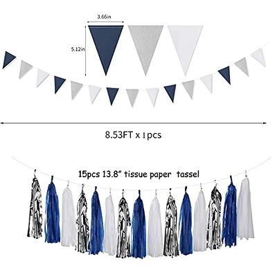 Navy Blue White Silver Party Decorations,23pcs Kit Graduation 2023