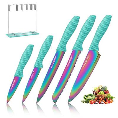 12 Pcs Steel Rainbow Kitchen Knife Set - Dishwasher Safe Knives