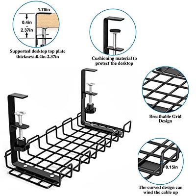 Under Desk Cable Management Tray No Drill - Under Desk Cable Organizer for  Wire Management. Super Sturdy Desk Cable Rack .Standing Desk Cable  Management (16 Black Wire Tray)