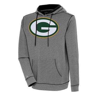 Women's Antigua Black Green Bay Packers Flier Bunker Tri-Blend Pullover Sweatshirt