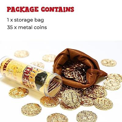 D&D Fantasy Coins - 50 Antique Gold Metal Treasure Tokens with