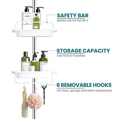 SEIRIONE Bathroom Shelf, Tension Shower Pole Corner Caddy, Rustproof 304