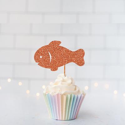 Goldfish Cupcake Toppers, Glitter Toppers, Under The Sea Party Decor,  Fishing Birthday Wedding Fish Decor - Yahoo Shopping