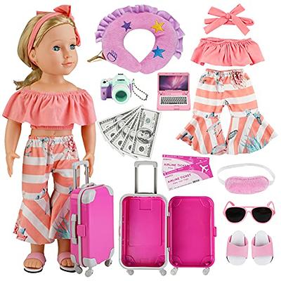 Doll Travel Suitcase with Accessories Travel Set for 18 inch