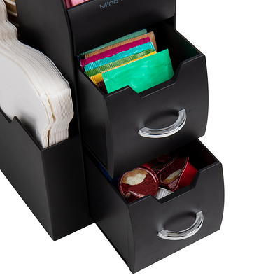 Mind Reader Anchor Collection, Coffee and Tea Dispenser Set, Includes a Cup  and Condiment Organizer and a 6-Drawer Tea Bag Organizer, Countertop  Organizer Set, Set of 2, Black 