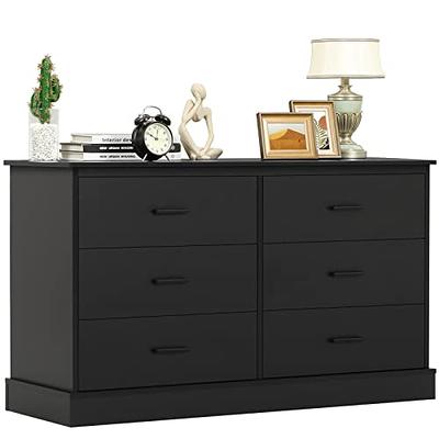 6 Drawer Dresser - Black Chest of Drawers with Gold Handles - Modern  Storage Solution for Bedroom, Living Room, Hallway - Sturdy and Stylish