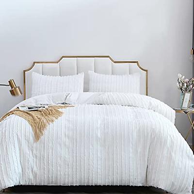 Gemarwel Boho Duvet Cover White - Queen Size Jacquard Tufted Bedding Set, 3  Pcs Farmhouse All Season Textured Chic Duvet Cover with 2 Pillow Shams