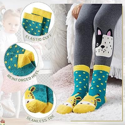 Fuzzy Anti-Slip Socks Non Slip Fluffy Slipper Socks for Women Girls with Grippers, Cozy Gifts for Her 4 Pairs