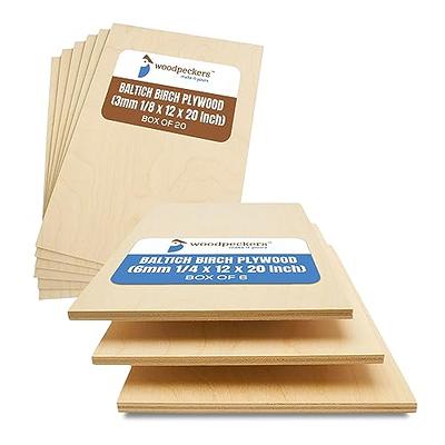 Baltic Birch Plywood, 12 x 24 Inch, B/BB Grade Sheets, 1/4 or 1/8 Inch  Thick, Woodpeckers