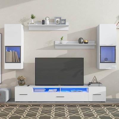 Harper & Bright Designs Stylish 67 in. White TV Stand with Cabints, Drawer  and Shelf Fits TV's up to 75 in. with Color Changing LED Lights LXY010AAK -  The Home Depot