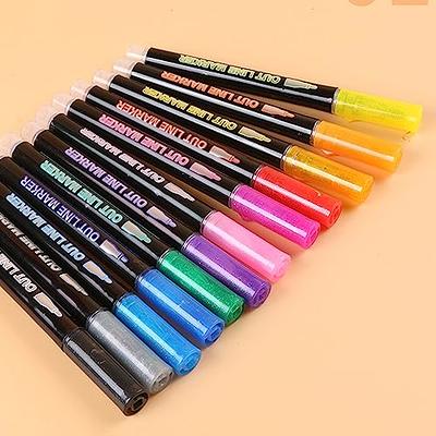 Dyvicl Metallic Marker Pens - 12 Colors Hard Fine Tip Metallic Markers for Black  Paper, Adult Coloring, Card Making, Rock Painting, Scrapbooking Crafts, DIY  Photo Album