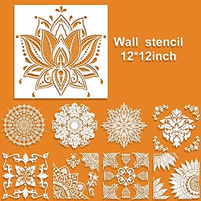 9 Pack Large Mandala Stencils for Painting Mandala Painting Templates  Reusable Floral Mandala Drawing Stencils for Wall Floor Furniture Fabric  Canvas