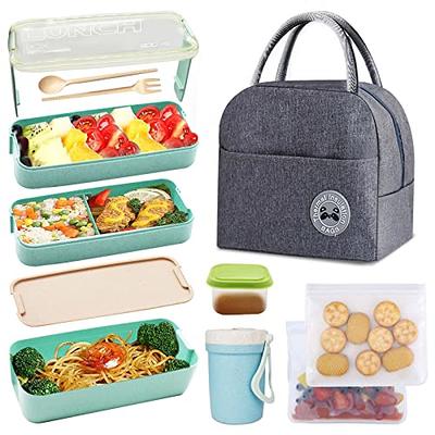 Caperci Bento Lunch Box for Kids - Large 4.8 Cups Lunch Container with 2  Modular Containers - 4 Compartments, Leak-Proof, Portable Handle