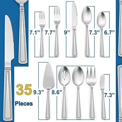 40-Piece Matte Black Silverware Set for 8, E-far Stainless Steel Flatware  Cutlery Set with Design Handle, Modern Metal Tableware Eating Utensils for