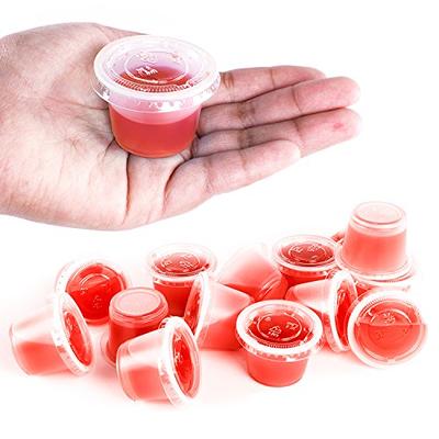 60 Pack Plastic Condiment Souffle Containers with Attached Lids 1 oz Mini  Sauce Cups Jelly Shot Cups Leak Proof Portion Cup Small Disposable Souffle  Cups with Lids for Salad Dressing Sauces