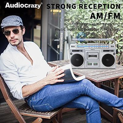 Retro Boombox Cassette Player AM FM SW Radio, Cassette Recorder with  Built-in Microphone, Wireless Streaming, USB Port, Headphone Jack,AC or  Battery