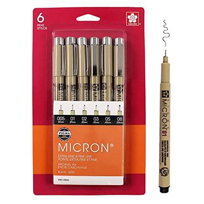 Ohuhu Fineliner Drawing Pen Set - 8 Assorted Tip Sizes - Black 