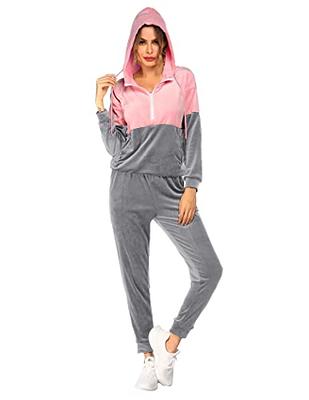  Womens Velour Tracksuits Set Long Sleeve Sweatsuits 2