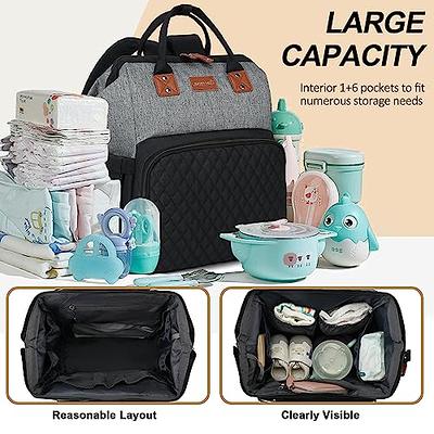 KeaBabies Diaper Bag Backpack - Large Waterproof Travel Baby Bags (Classic Gray)