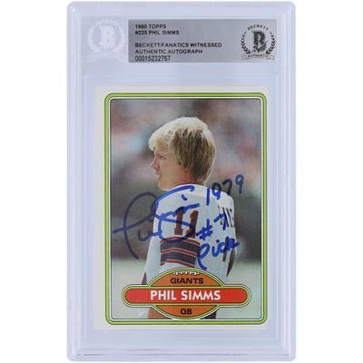 Phil Simms New York Giants Autographed & Inscribed 1980 Topps #225 Beckett  Fanatics Witnessed Authenticated Rookie Card